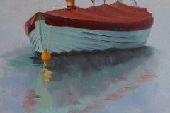 Chisnell oil painting coast sailing boat